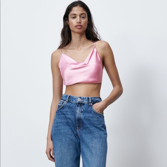 SOLD Zara pink silk top - Picture 4 of 5